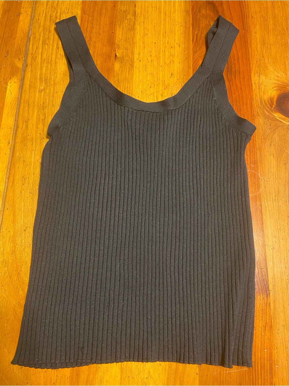 Vintage Silk Joseph A Black Ribbed Crew Neck Tank Large EUC